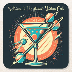 Dessous-de-verre Carré En Papier Bienvenue au club Atomic Martini Space Age