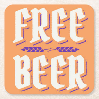 Dessous-de-verre Carré En Papier BIÈRE GRATUITE Silly & Kitschy