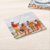 Dessous-de-verre Carré En Papier Big Pole Little Fish par Richard Sargent (Incliné)