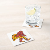 Dessous-de-verre Carré En Papier Bigfoot drôle marcher avec grande tranche de pizza (En situation)