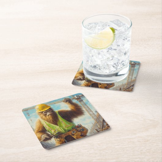 Dessous-de-verre Carré En Papier Bigfoot le travailleur du bâtiment (En situation)