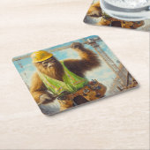 Dessous-de-verre Carré En Papier Bigfoot le travailleur du bâtiment (Incliné)