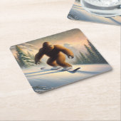Dessous-de-verre Carré En Papier Bigfoot Snowboard (Incliné)