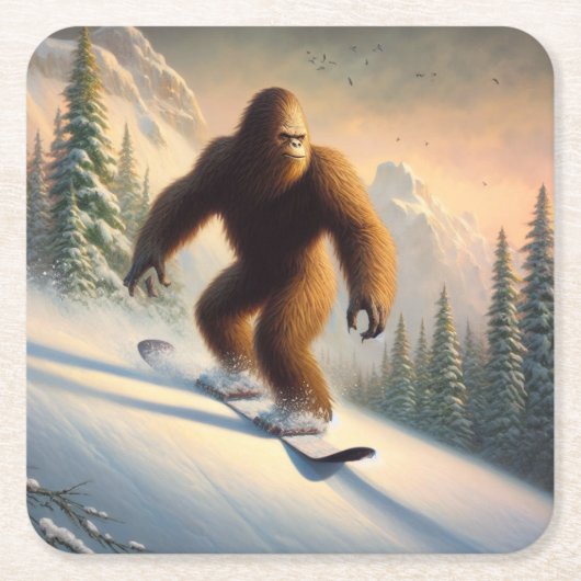 Dessous-de-verre Carré En Papier Bigfoot Snowboard (Devant)