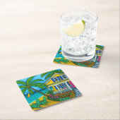 Dessous-de-verre Carré En Papier Billets aux Dessous de verre Paradise (En situation)