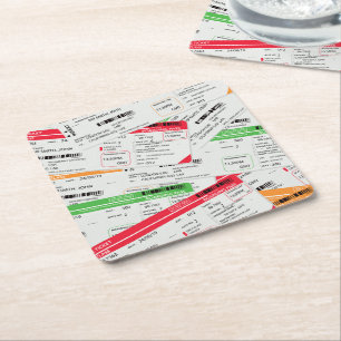 Dessous-de-verre Carré En Papier Billets de ligne aérienne
