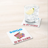 DESSOUS-DE-VERRE CARRÉ EN PAPIER BINGO EST MON JEU (En situation)