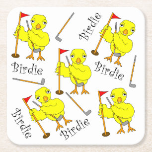 Dessous-de-verre Carré En Papier Birdie Golfer Chick