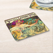 Dessous-de-verre Carré En Papier Biscuits Lefevre-Utile par Alphonse Mucha (1896) (Incliné)