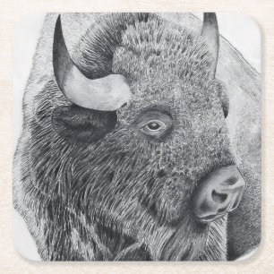 Dessous-de-verre Carré En Papier Bison d'Amérique