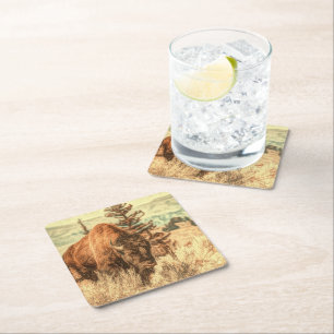 Dessous-de-verre Carré En Papier Bison sauvage des bois