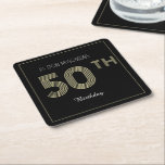 Dessous-de-verre Carré En Papier Black and Gold 50th Birthday Retro Stripe Print<br><div class="desc">. : Le noir et l'or se rejoignent magnifiquement dans cette bande rétro 50ème design.</div>