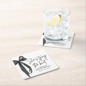 Dessous-de-verre Carré En Papier Black Bow Elle se marie Shower de mariage (En situation)