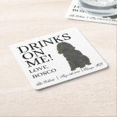 Dessous-de-verre Carré En Papier Black Cocker Spaniel Chien Mariage (Incliné)