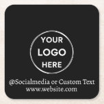 Dessous-de-verre Carré En Papier Black Custom Logo Texte Moderne Minimaliste Entrep<br><div class="desc">Mettez facilement à jour la marque de votre entreprise avec notre modèle d'affaires simple et personnalisé dans un style moderne et minimaliste. Ajoutez votre logo, votre nom sur les réseaux sociaux et votre site Web, ou du texte costumé pour créer un look professionnel en quelques minutes. Besoin d'aide pour la...</div>