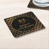 Dessous-de-verre Carré En Papier Black Dragon Scales Gold Faux Parties scintillant  (Incliné)