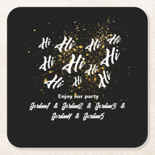Dessous-de-verre Carré En Papier Black Gold Group Friends Joint Anniversaire