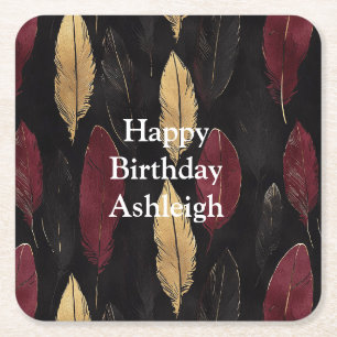 Dessous-de-verre Carré En Papier Black Red Gold Feathday