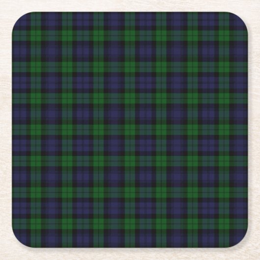 Dessous-de-verre Carré En Papier Black Watch Tartan Plaid Scottish Plaid Motif (Devant)