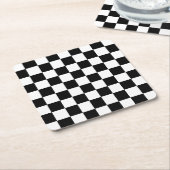 Dessous-de-verre Carré En Papier Black White Checkered Coasters (Incliné)