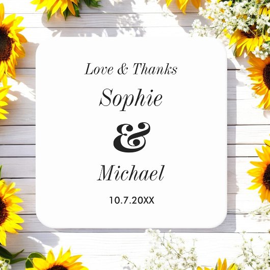 Dessous-de-verre Carré En Papier Black White Mariage mariée