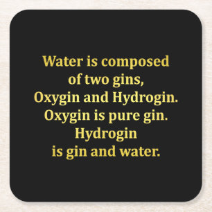 Dessous-de-verre Carré En Papier Blague sur l'eau et le gin drôle