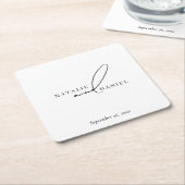 Dessous-de-verre Carré En Papier Blanc minimal classique chic Mariage (Incliné)