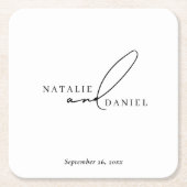 Dessous-de-verre Carré En Papier Blanc minimal classique chic Mariage (Devant)