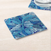 Dessous-de-verre Carré En Papier Bleu Acanthus (Incliné)