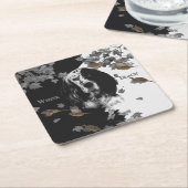 Dessous-de-verre Carré En Papier Bleu anglais noir et blanc (Incliné)