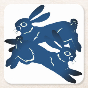 Dessous-de-verre Carré En Papier Bleu bonifiant lapin lièvre gras Motif animal 