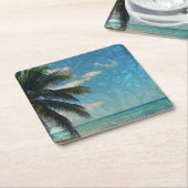 Dessous-de-verre Carré En Papier Bleu caraïbe (Incliné)