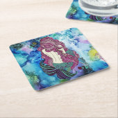 Dessous-de-verre Carré En Papier Bleu ciel (Incliné)