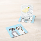 Dessous-de-verre Carré En Papier Bleu de très grands chiens (En situation)