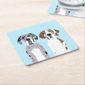 Dessous-de-verre Carré En Papier Bleu de très grands chiens (Incliné)