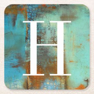 Dessous-de-verre Carré En Papier Bleu du monogramme   Deja