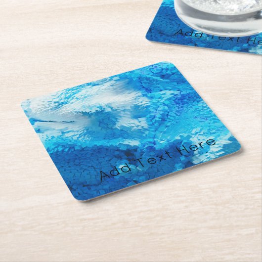 Dessous-de-verre Carré En Papier Bleu et blanc Mélange d'art Abstrait (Incliné)