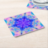 Dessous-de-verre Carré En Papier Bleu et rose Gradient Pastel Bubble Art (Incliné)