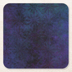 Dessous-de-verre Carré En Papier Bleu et violet Abstrait, Art numérique Grungy