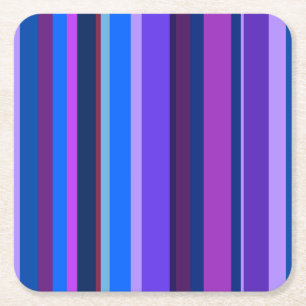 Dessous-de-verre Carré En Papier Bleu et violet bandes verticales