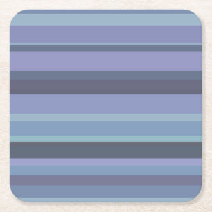 Dessous-de-verre Carré En Papier Bleu-gris, bandes horizontales