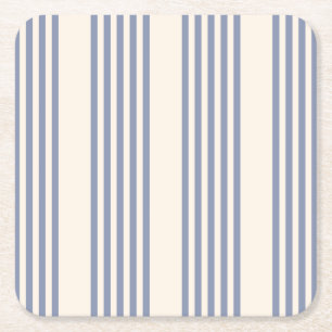 Dessous-de-verre Carré En Papier Bleu gris et beige cinq rayures motif