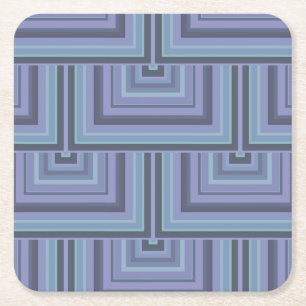Dessous-de-verre Carré En Papier Bleu gris rayures carré motif