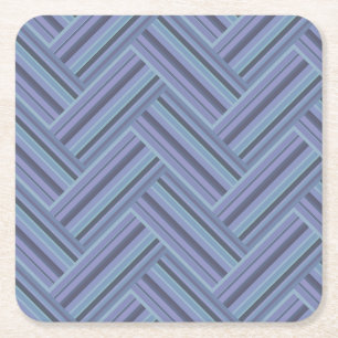 Dessous-de-verre Carré En Papier Bleu gris rayures motif double tissage