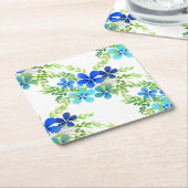 Dessous-de-verre Carré En Papier Bleu Infini Oubliez Moi Pas Fleurs (Incliné)