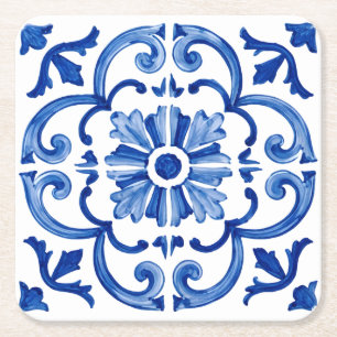 Dessous-de-verre Carré En Papier Bleu Méditerranée
