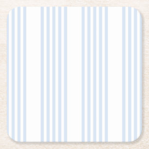 Dessous-de-verre Carré En Papier Bleu pâle et blanc cinq bandes motif