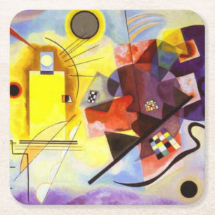 Dessous-de-verre Carré En Papier Bleu rouge jaune Kandinsky peinture Abstraite