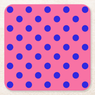 Dessous-de-verre Carré En Papier Bleu sur rose Pois design Motif
