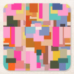 Dessous-de-verre Carré En Papier Bloc de couleur Abstrait du milieu du siècle moder<br><div class="desc">Bloc de couleurs Abstrait - rose,  jaune,  orange,  Brown,  lavande et bleu - Moderne du milieu du siècle.</div>